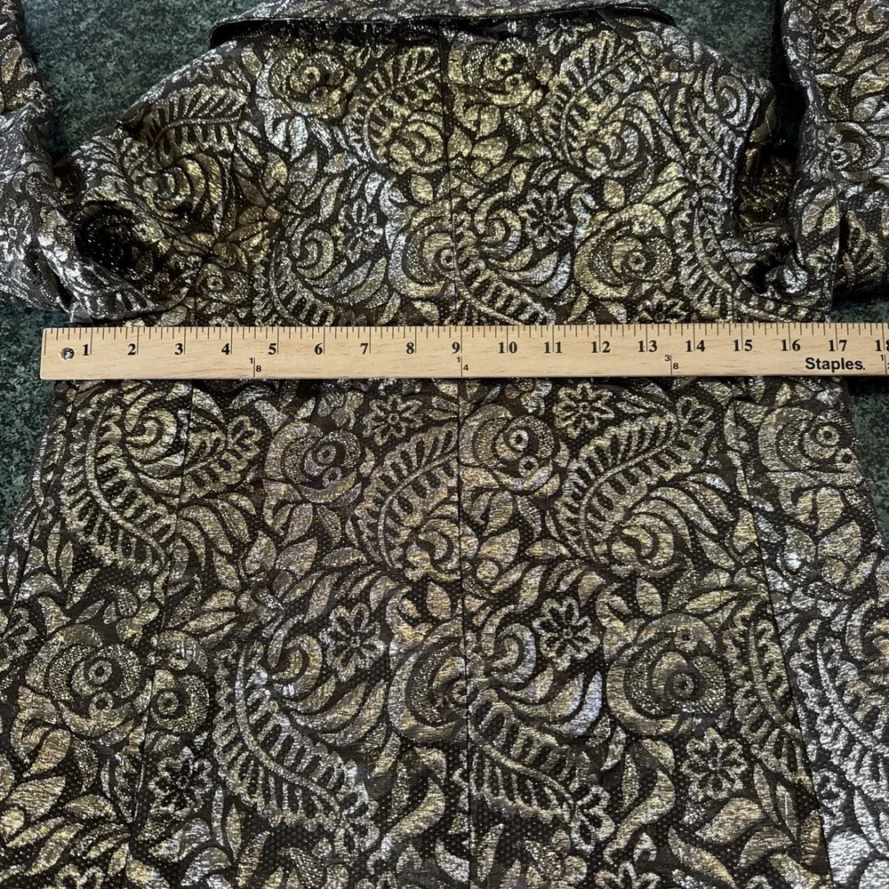 Banana Republic‎ Women Sz XS Gold Silk Brocade Metallic Blazer Swing Jacket NEW